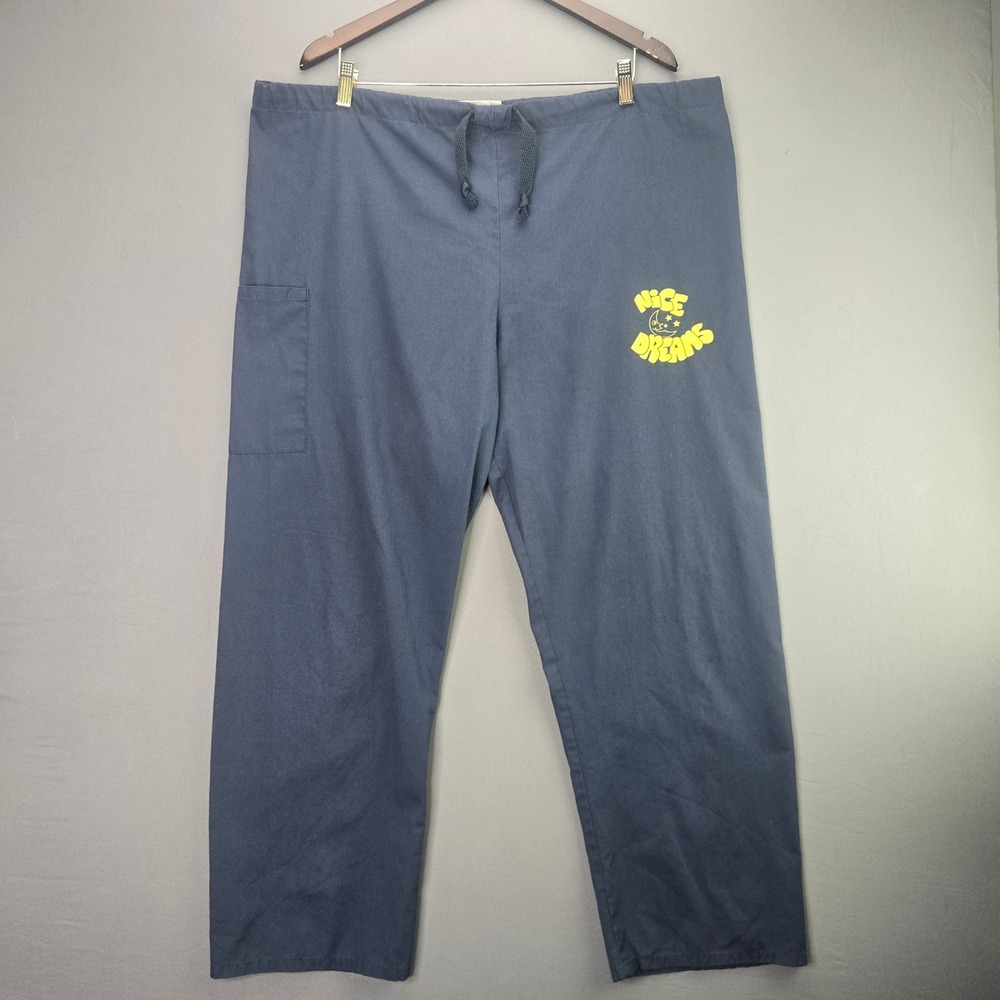 White Swan Fundamentals Scrub Pants Nice Dreams Graphic L Navy Blue Cargo VTG
